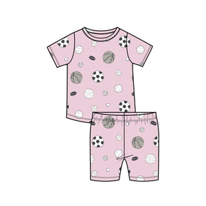 Sports Ball Pink Short Lounge Wear Set