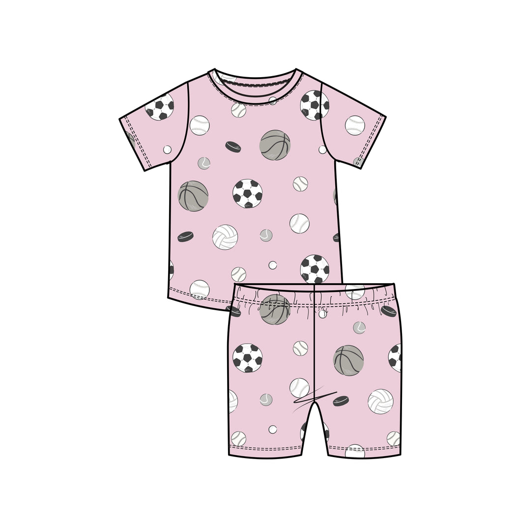 Sports Ball Pink Short Lounge Wear Set