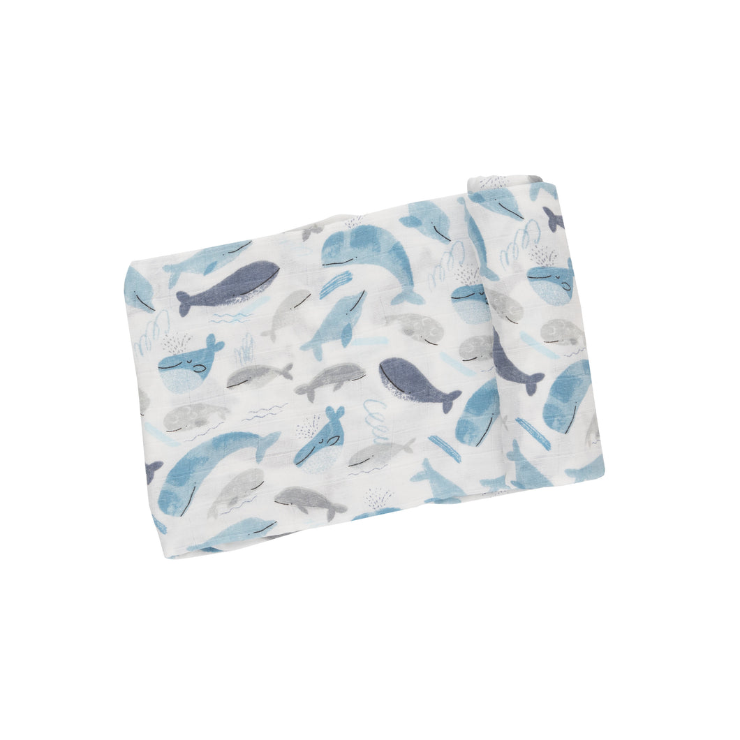 Blue Whales Swaddle Blanket