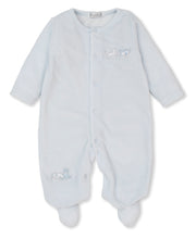 Load image into Gallery viewer, Puppy Dog Fun Velour Footie  - Light Blue