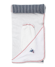 Load image into Gallery viewer, Sails n Whales Hooded Towel w/ Mitt Set - White/Navy