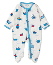 Load image into Gallery viewer, Ocean Traffic Footie w/ Zip PRT - Blue