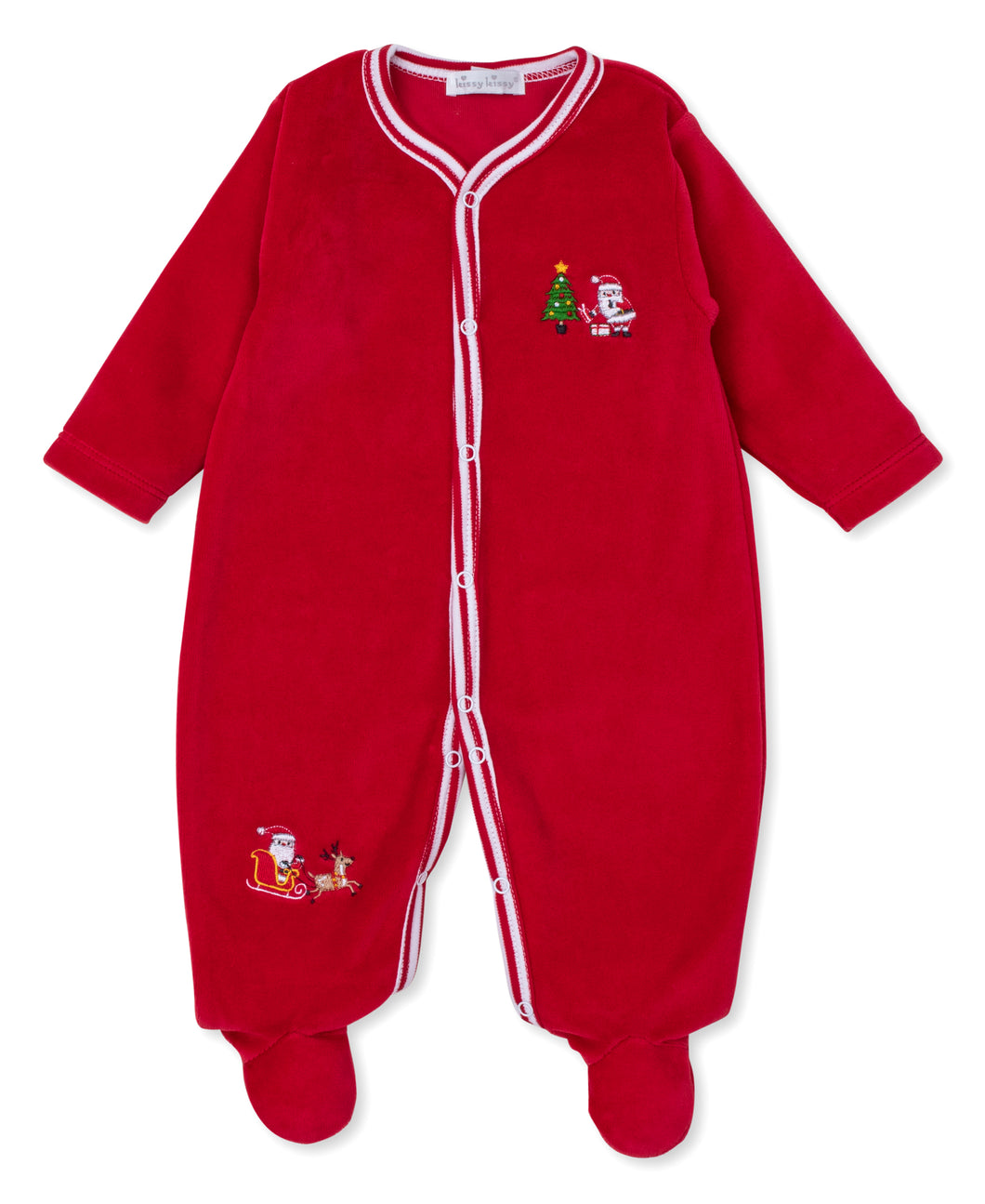 Christmas Magic Velour Footie - Red