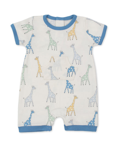 Giraffe Friends Short Playsuit PRT - Multi Blue