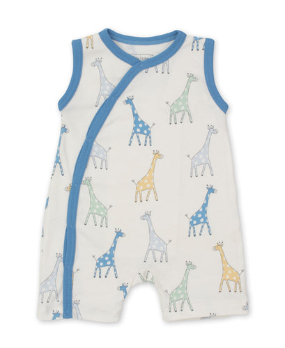 Giraffe Friends Slvless Playsuit PRT- Multi Blue