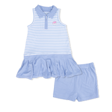 Load image into Gallery viewer, Striped Golf - Polo Tennis Dress with Cartwheel Short