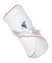 Load image into Gallery viewer, Sails n Whales Hooded Towel w/ Mitt Set - White/Navy