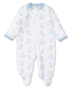 Gingham Jungle Footie w/ Zip PRT - Light Blue