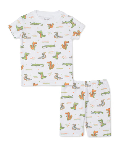 PJs Crocodile Crew Short PJ Set Snug PRT - Multi