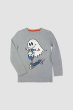 Load image into Gallery viewer, Graphic Long Sleeve Tee Ghost Friends - Heather Mist