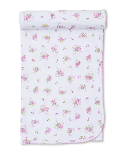 Pink Rose Scrollsl Blanket PRT - White/Pink