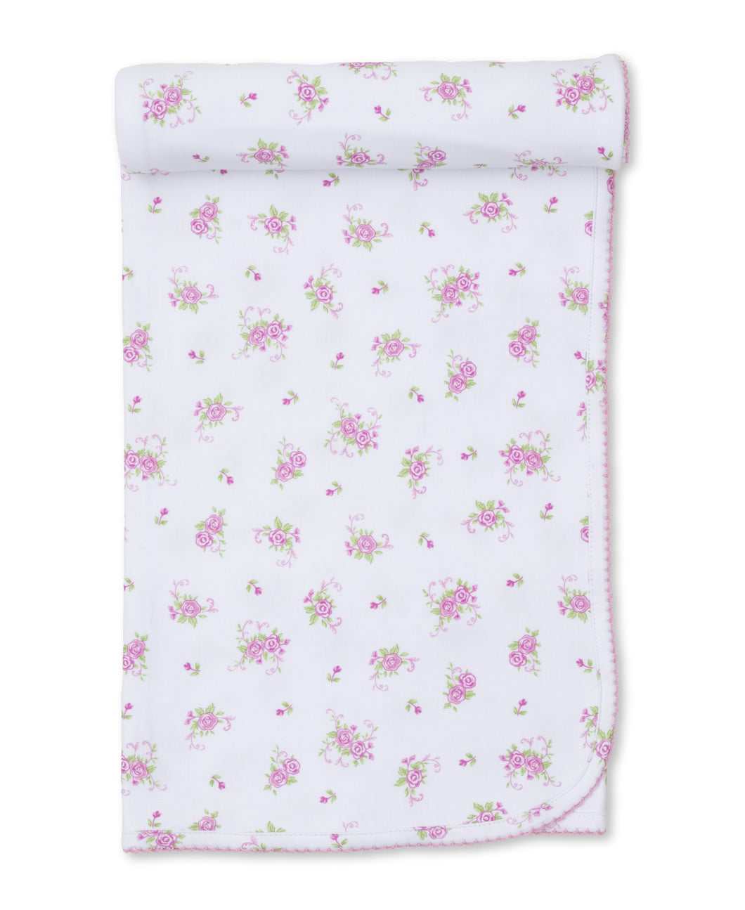 Pink Rose Scrollsl Blanket PRT - White/Pink