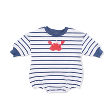 Load image into Gallery viewer, Sailor Sea Creatures Appliques - Sweatshirt Bubble Stripe