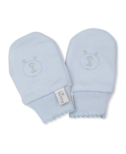 Beary Plaid Mitts - Light Blue