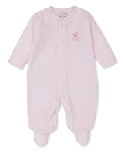 Load image into Gallery viewer, Beary Plaid Velour Footie - Pink