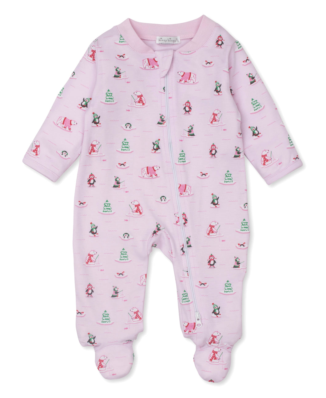 Pjs Penguins and Polar Bears Footie w/ Zip PRT - Multi Pink