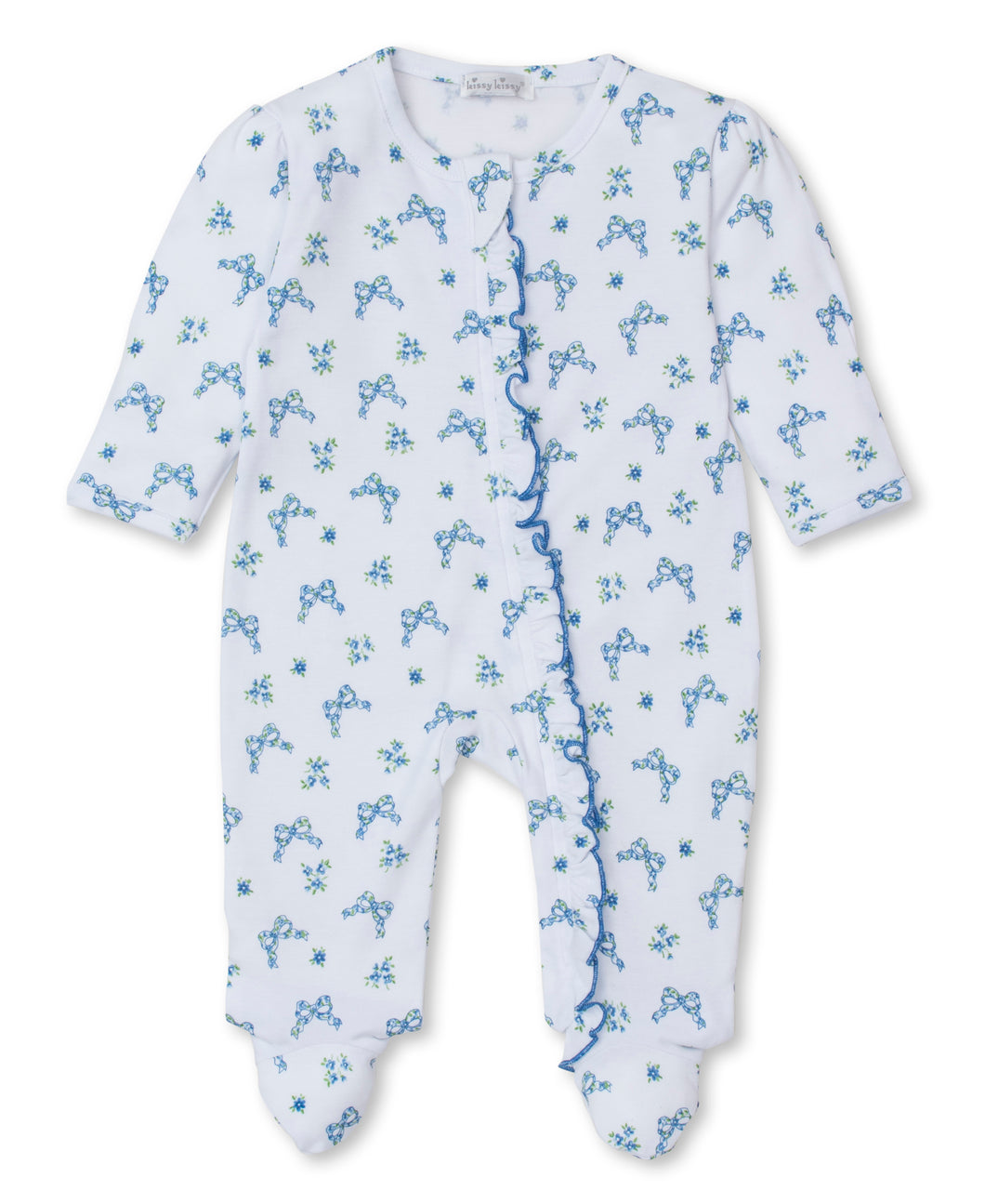 Blooming Bows Footie w/ Zip PRT - Light Blue