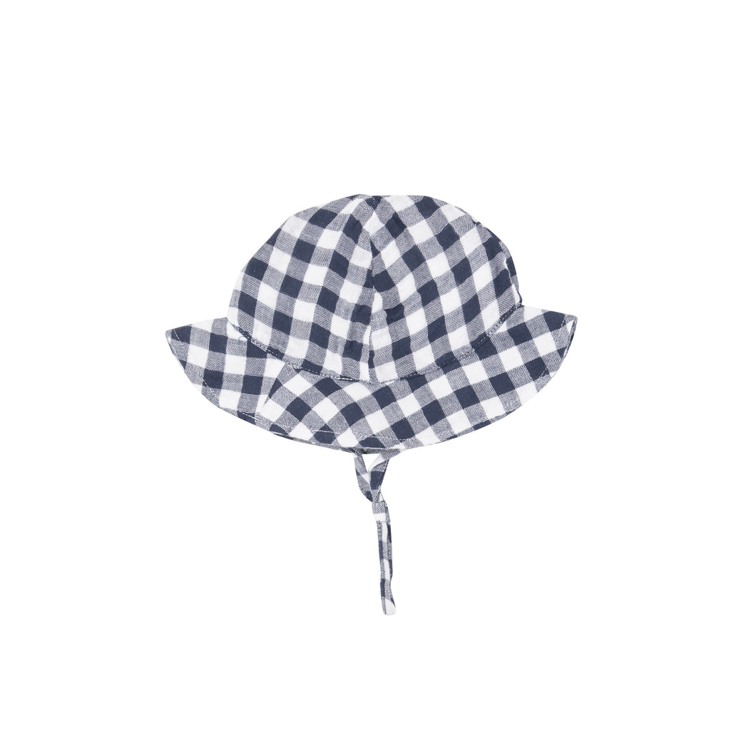 Gingham Navy Sunhat