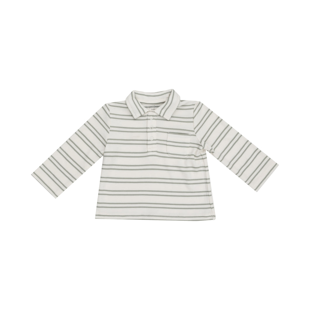 Ribbed Stripe - Desert Sage - Polo L/S  Shirt