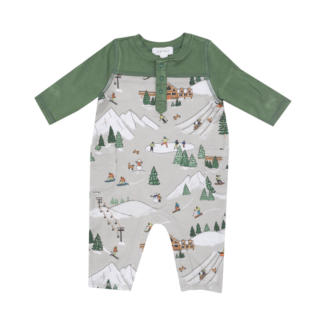 Winter Fun Skiers - Romper W/  Contrast Sleeve