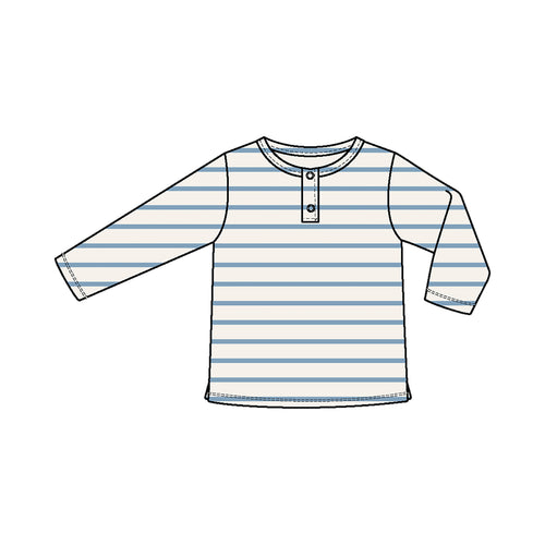 Ribbed Stripe Glacier Lake - L/S Henley