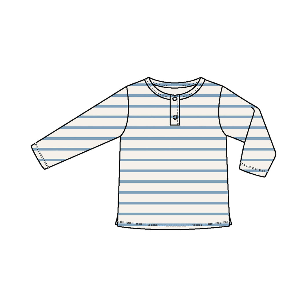 Ribbed Stripe Glacier Lake - L/S Henley