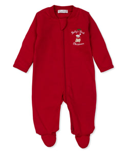 Baby's First Christmas 23 Footie w/ Zip - Red