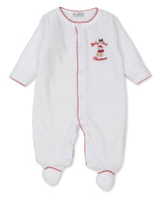 Load image into Gallery viewer, Baby's First Christmas 23 Velour Footie - White/Red