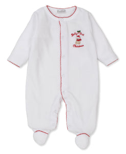 Baby's First Christmas 23 Velour Footie - White/Red