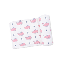 Load image into Gallery viewer, Bubbly Whale With Bow Pink - Swaddle Blanket