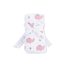 Load image into Gallery viewer, Bubbly Whale With Bow Pink - Swaddle Blanket