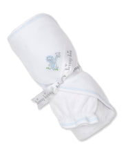 Load image into Gallery viewer, Gingham Jungle Hooded Towel w/ Mitt Set - White/Light Blue