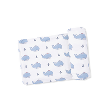 Load image into Gallery viewer, Bubbly Sailor Whales Blue - Swaddle Blanket