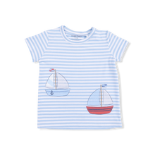 Load image into Gallery viewer, Bubbly Sailboat Stripe - Crew Neck Tee with Cargo Short