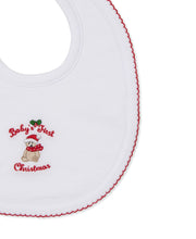 Load image into Gallery viewer, Baby's First Christmas 23 Bib - White/Red