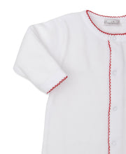 Load image into Gallery viewer, Baby's First Christmas 23 Velour Footie - White/Red