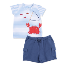 Load image into Gallery viewer, Sailor Sea Creatures Appliques - Crew Neck Tee with Cargo Short