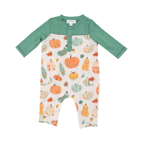 Crayon Pumpkins - Romper W/  Contrast Sleeve