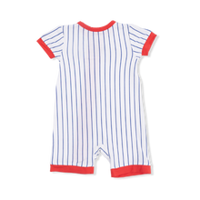 Load image into Gallery viewer, Baseball Stripe - Shortie 2 Way Zipper Romper