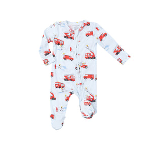 Fire Truck Dalmations 2 Way Zipper Footie