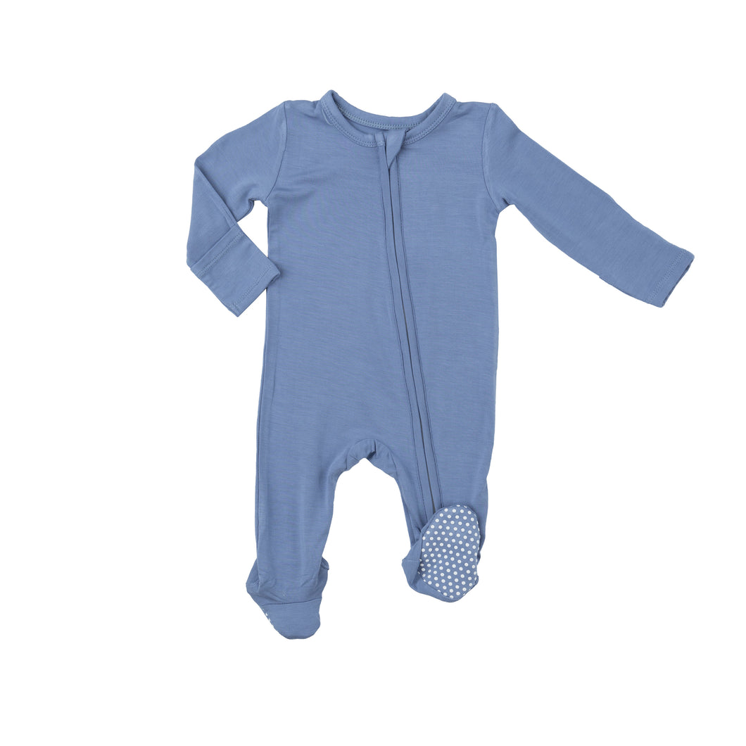 Colony Blue Solid 2 Way Zipper Footie