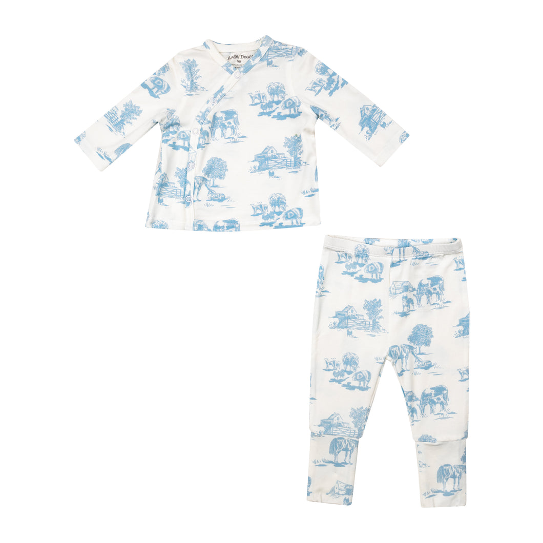 Farm Toile Blue - TMH Set with Roll  Over Cuff Pant