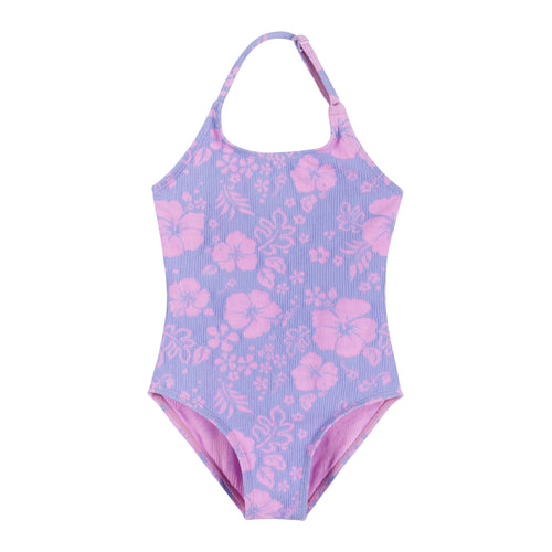 Purple Floral One pc Swimsuit