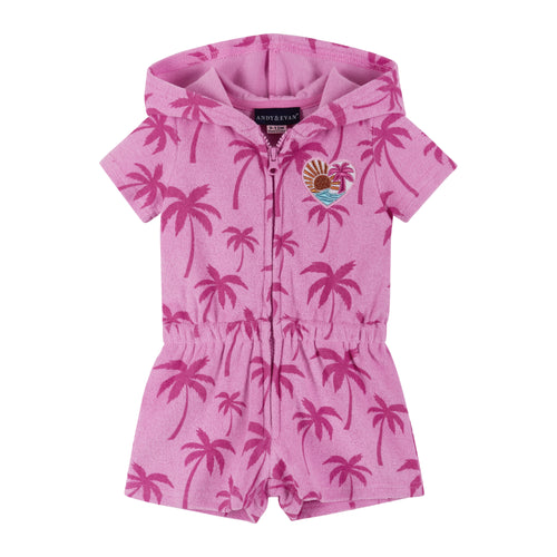 Pink Palms Terry Romper