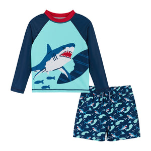 Navy Shark Rashguard Set