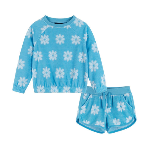 Blue Daisy Sweatshirt Short Set