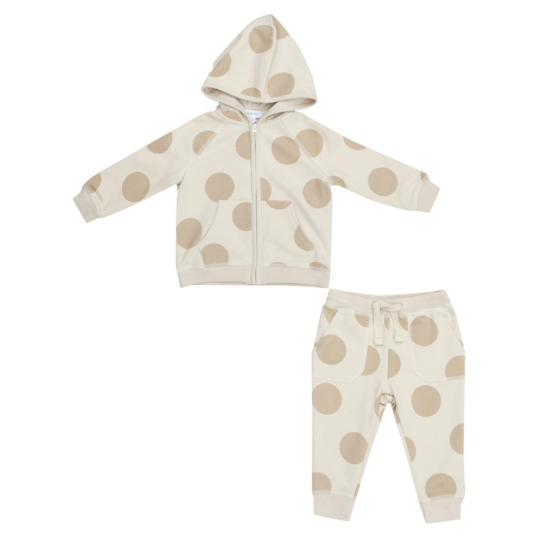 French Terry Beige Dot - Hoodie And  Jogger