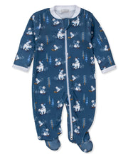 Load image into Gallery viewer, PJs Toboggan Bear Tracks Footie w/ Zip PRT - Blue