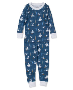 PJs Toboggan Bear Tracks Pajama Set Snug PRT - Blue-BL