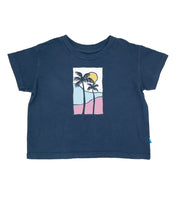 Load image into Gallery viewer, Palm Sunset Crop Tee - Navy